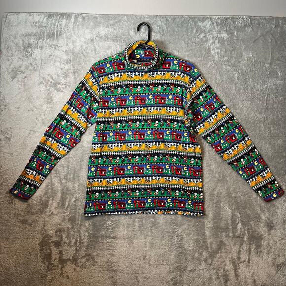 Vintage Halloween Eagles Eye Turtle‎ Neck MD Pumpkins Bats Ghost Novelty Sweater - Picture 1 of 6